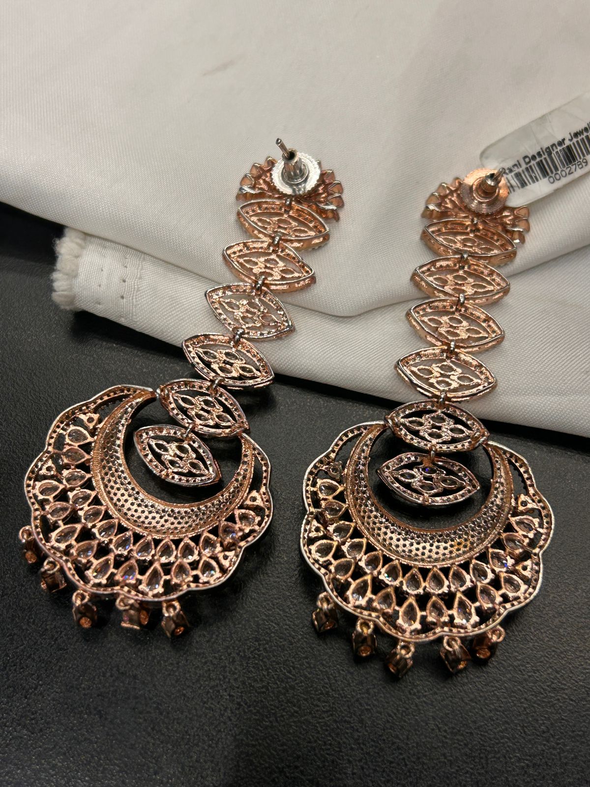 Grand CZ Crescent Chandelier Earrings